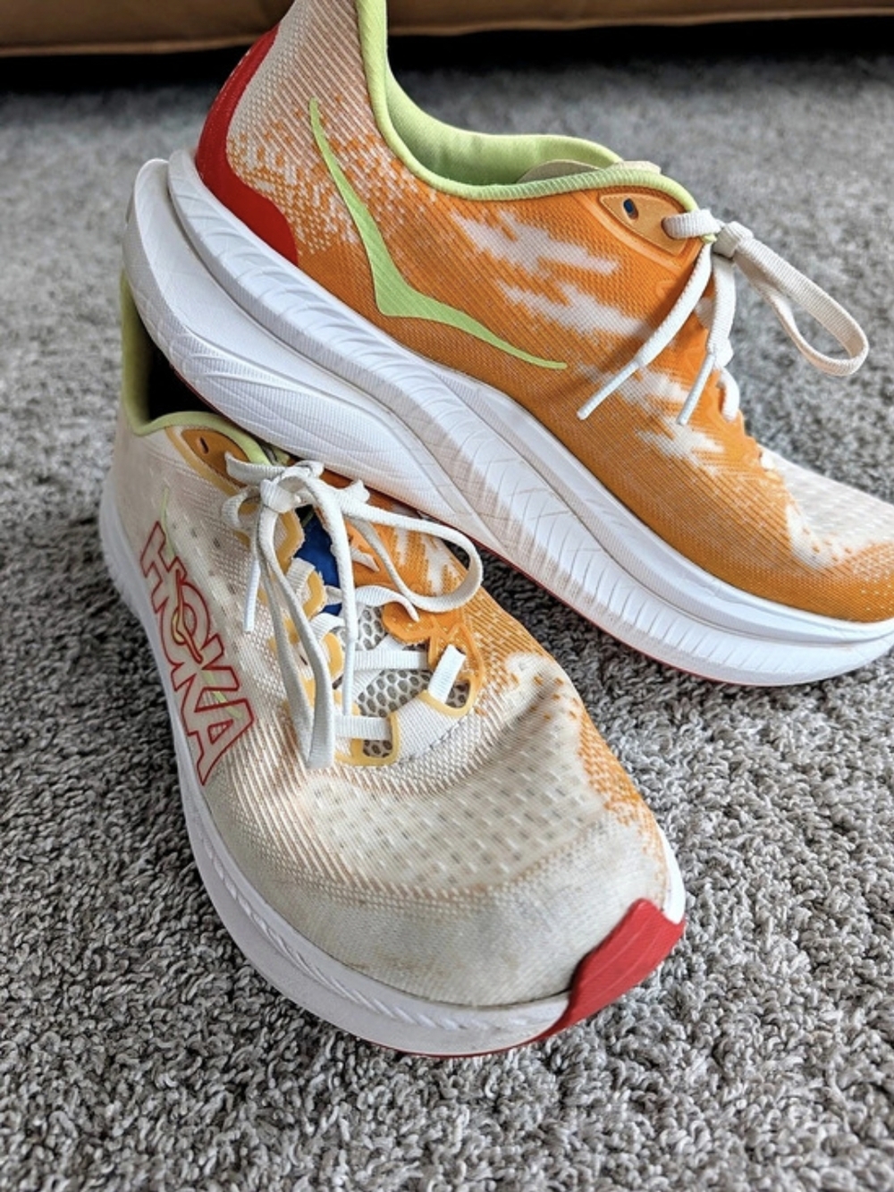 HOKA Mach 6 Running Shoes Orange White Men’s 9